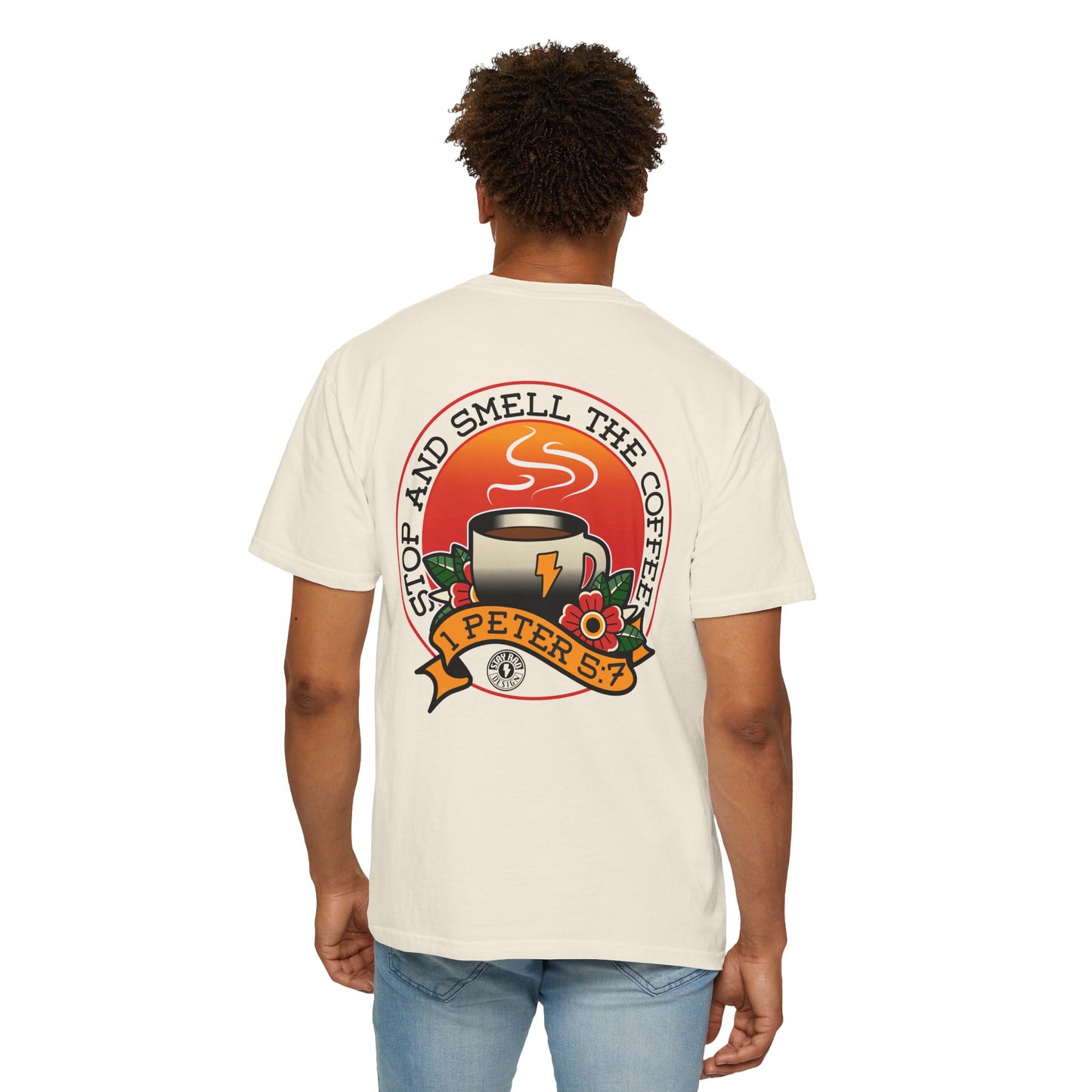DUSTIN'S COFFEE Unisex Coffee Lover T-shirt – "Stop and Smell the Coffee" Design