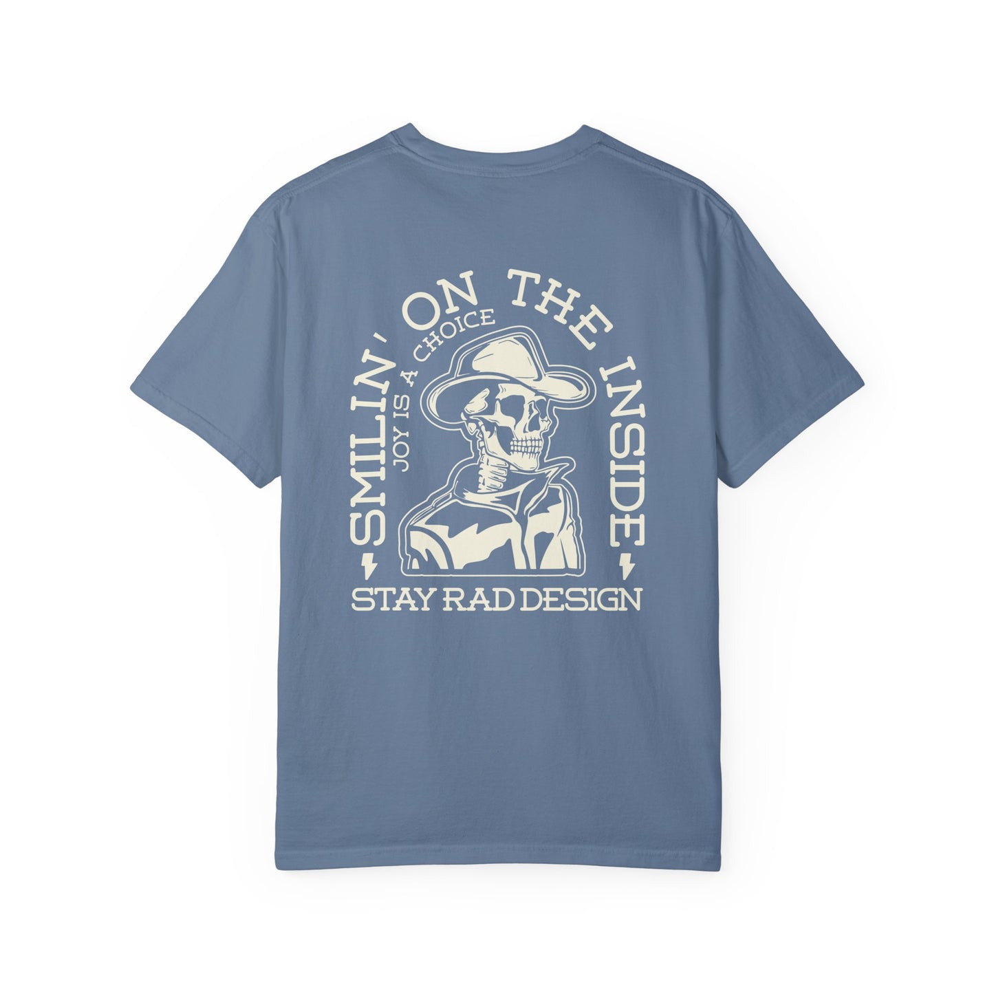 SMILIN ON THE INSIDE DARK | Cowboy Skeleton Off-White Print | Comfort ColorsUnisex Garment-Dyed T-shirt