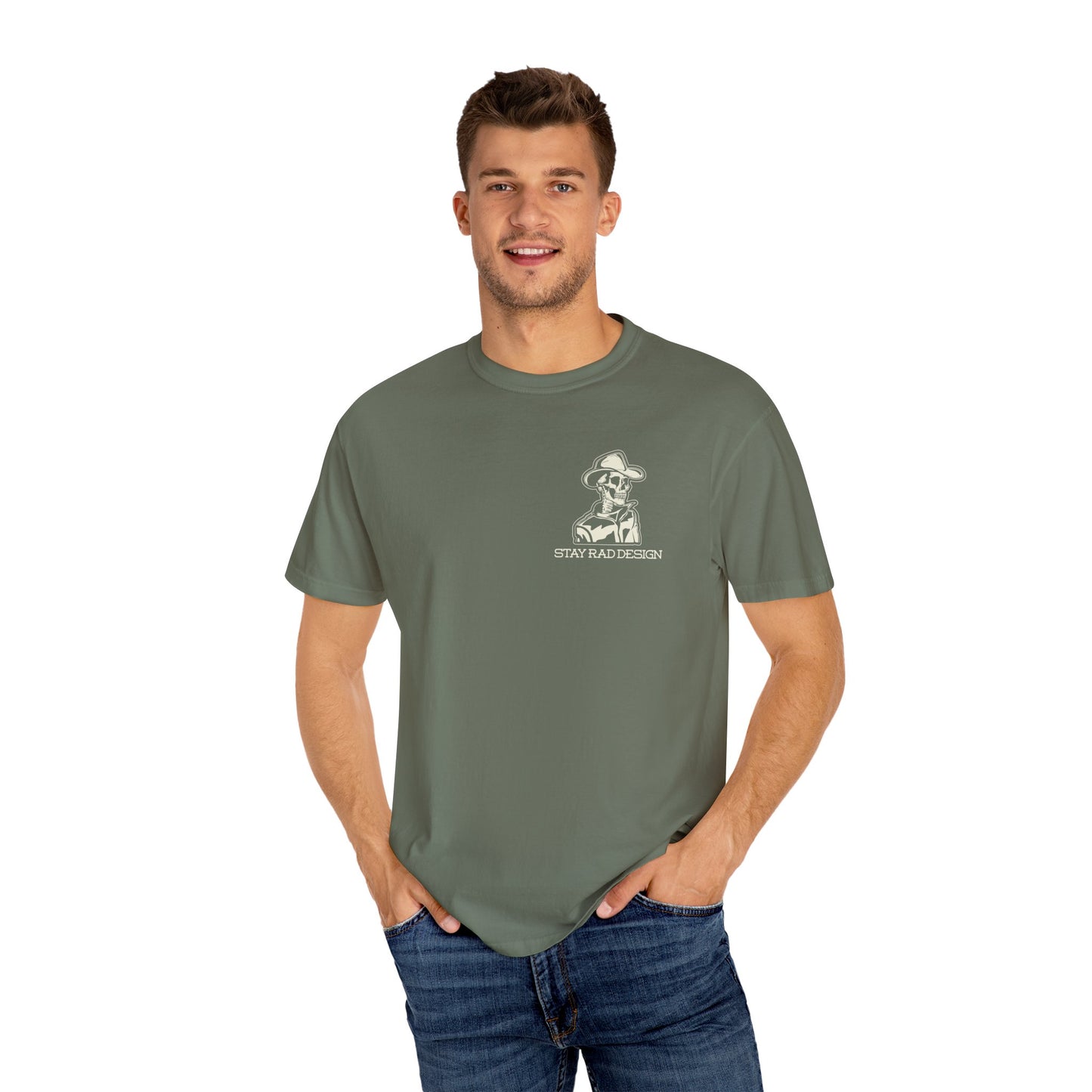 SMILIN ON THE INSIDE DARK | Cowboy Skeleton Off-White Print | Comfort ColorsUnisex Garment-Dyed T-shirt