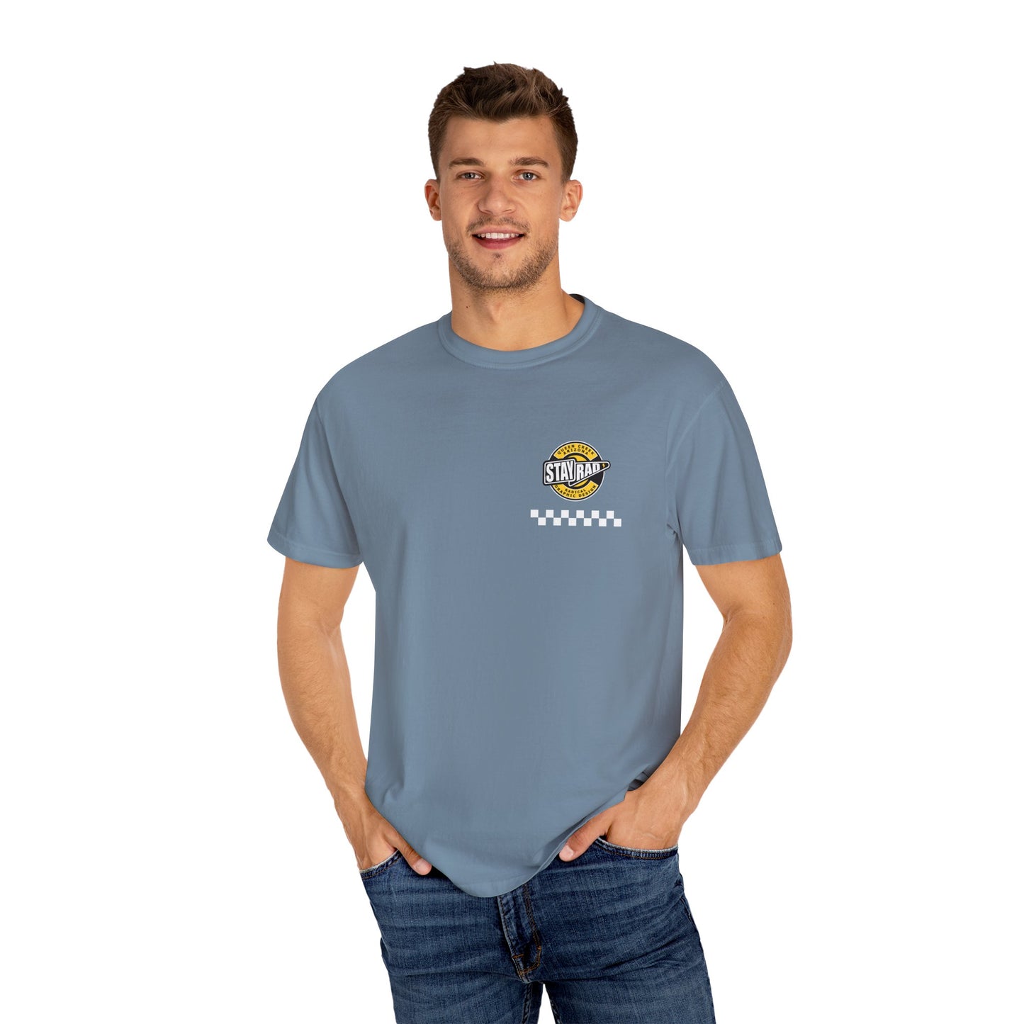 STAY RAD CHECKER BADGE | Front Chest | Comfort Colors Unisex Garment-Dyed T-shirt