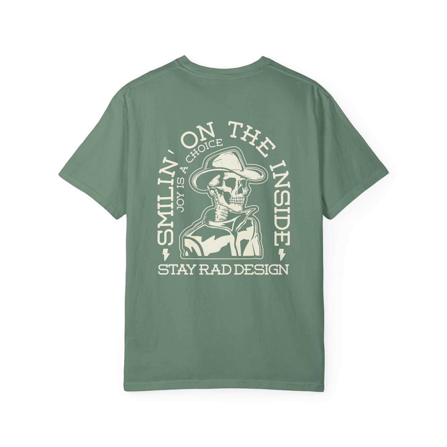 SMILIN ON THE INSIDE DARK | Cowboy Skeleton Off-White Print | Comfort ColorsUnisex Garment-Dyed T-shirt