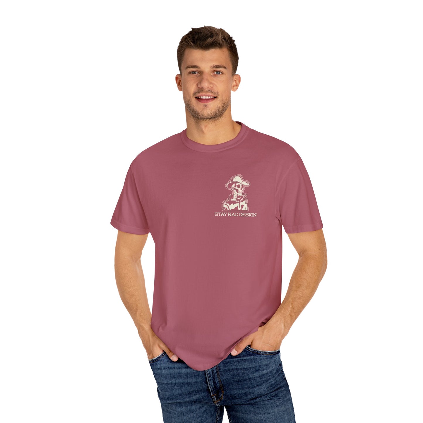 SMILIN ON THE INSIDE DARK | Cowboy Skeleton Off-White Print | Comfort ColorsUnisex Garment-Dyed T-shirt