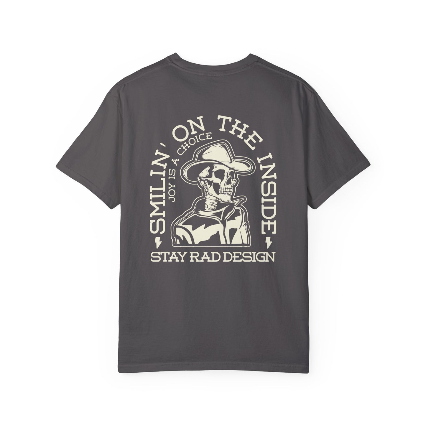 SMILIN ON THE INSIDE DARK | Cowboy Skeleton Off-White Print | Comfort ColorsUnisex Garment-Dyed T-shirt