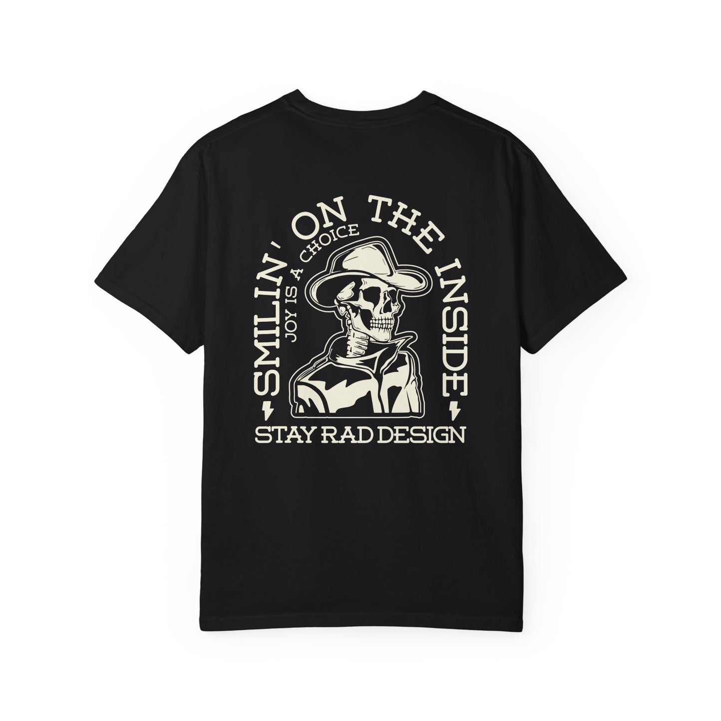 SMILIN ON THE INSIDE DARK | Cowboy Skeleton Off-White Print | Comfort ColorsUnisex Garment-Dyed T-shirt
