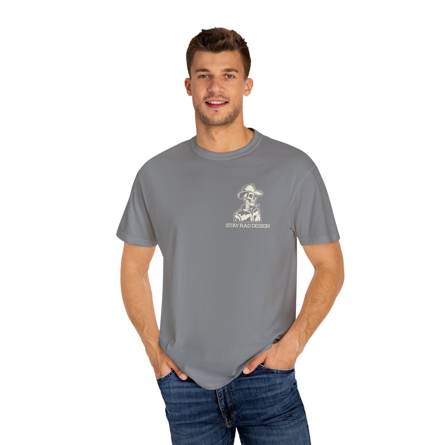 SMILIN ON THE INSIDE DARK | Cowboy Skeleton Off-White Print | Comfort ColorsUnisex Garment-Dyed T-shirt