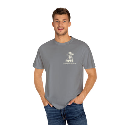 SMILIN ON THE INSIDE DARK | Cowboy Skeleton Off-White Print | Comfort ColorsUnisex Garment-Dyed T-shirt