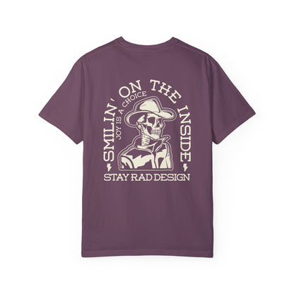 SMILIN ON THE INSIDE DARK | Cowboy Skeleton Off-White Print | Comfort ColorsUnisex Garment-Dyed T-shirt
