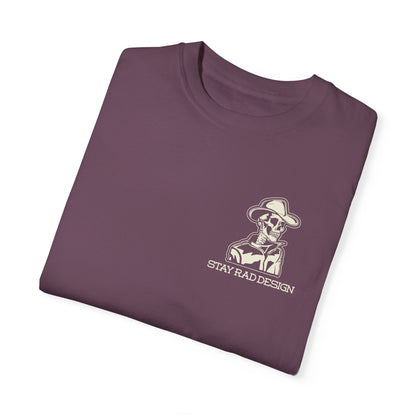 SMILIN ON THE INSIDE DARK | Cowboy Skeleton Off-White Print | Comfort ColorsUnisex Garment-Dyed T-shirt