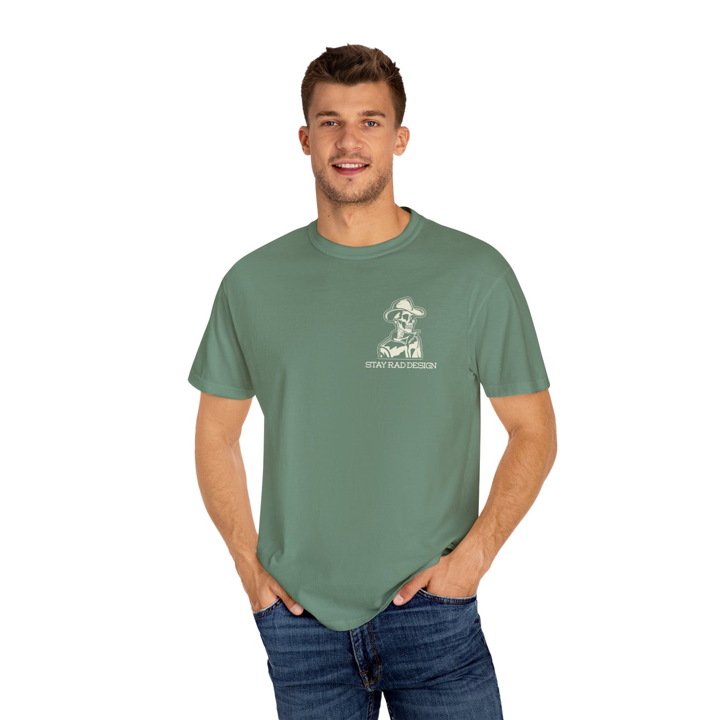 SMILIN ON THE INSIDE DARK | Cowboy Skeleton Off-White Print | Comfort ColorsUnisex Garment-Dyed T-shirt