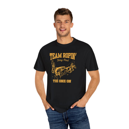 Team Ropin Trout Front | Fly Fishing Cowboys | Comfort Colors Unisex Garment-Dyed T-shirt