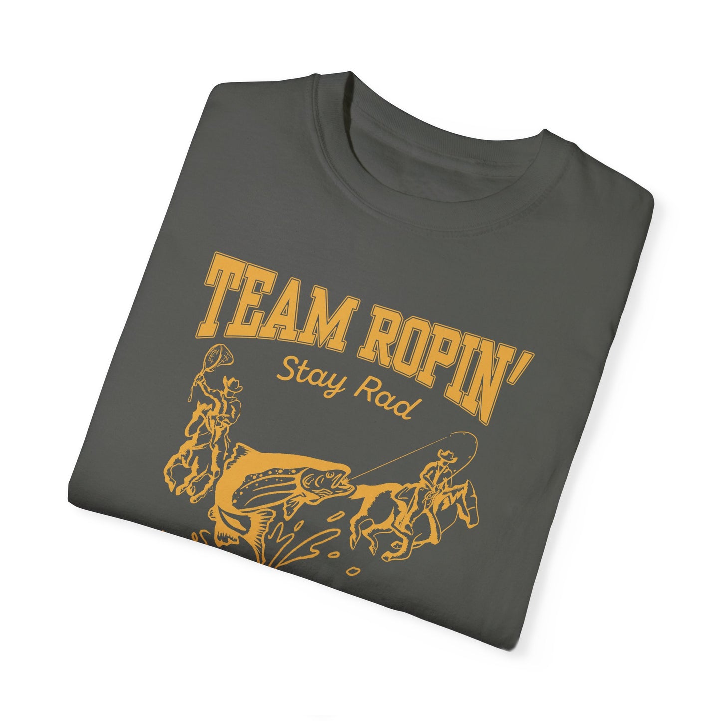 Team Ropin Trout Front | Fly Fishing Cowboys | Comfort Colors Unisex Garment-Dyed T-shirt