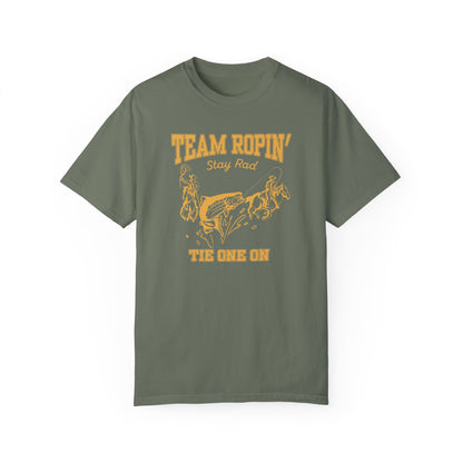 Team Ropin Trout Front | Fly Fishing Cowboys | Comfort Colors Unisex Garment-Dyed T-shirt