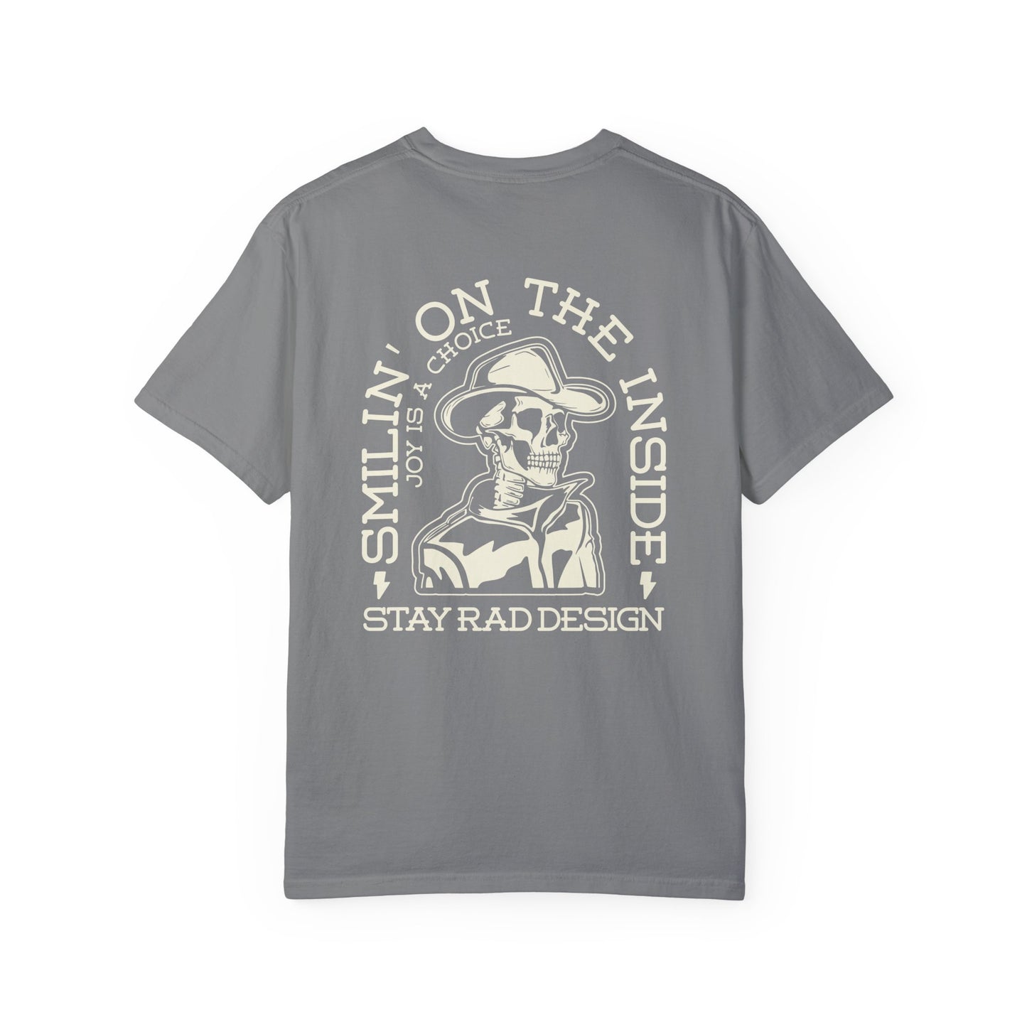 SMILIN ON THE INSIDE DARK | Cowboy Skeleton Off-White Print | Comfort ColorsUnisex Garment-Dyed T-shirt