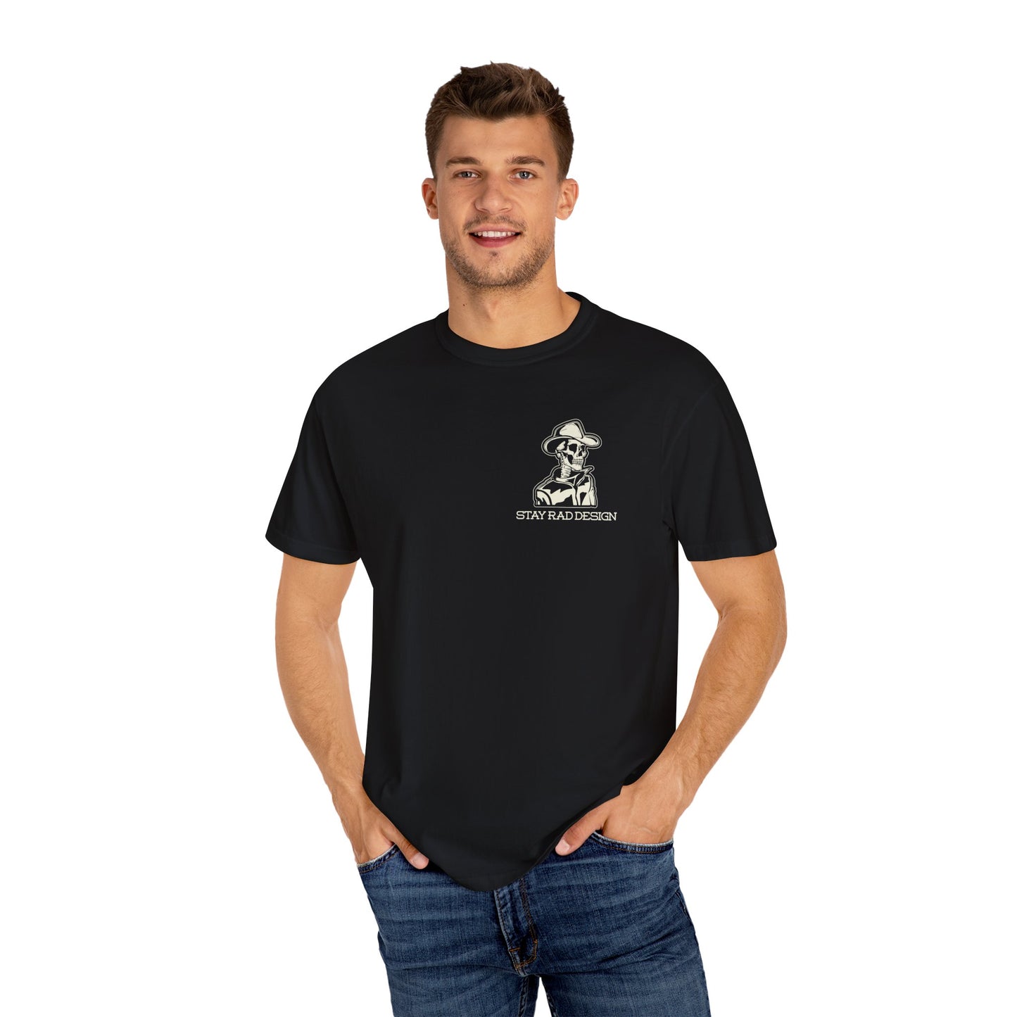 SMILIN ON THE INSIDE DARK | Cowboy Skeleton Off-White Print | Comfort ColorsUnisex Garment-Dyed T-shirt