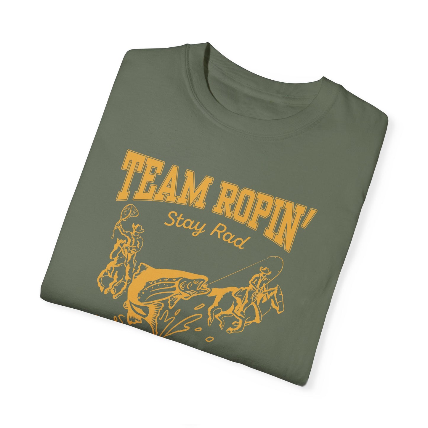 Team Ropin Trout Front | Fly Fishing Cowboys | Comfort Colors Unisex Garment-Dyed T-shirt