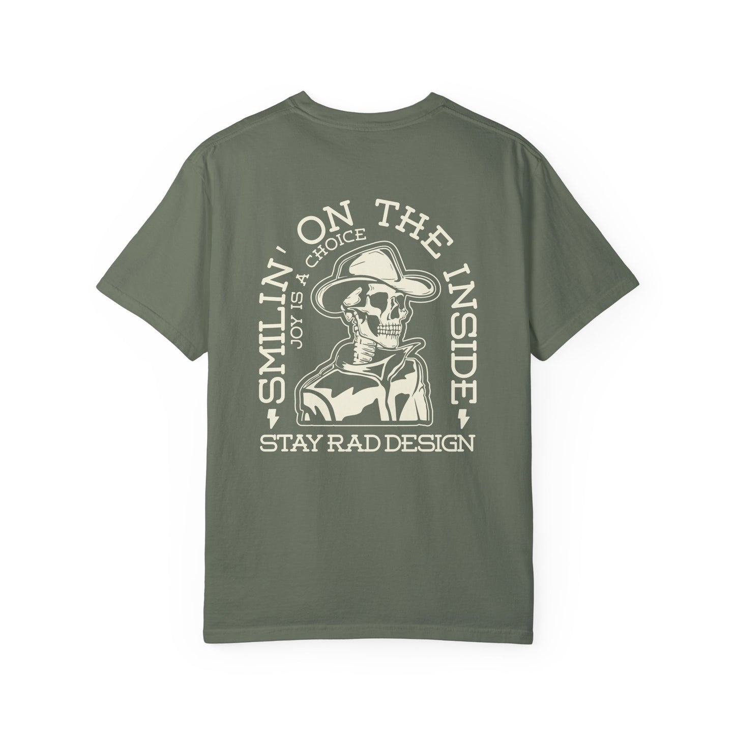 SMILIN ON THE INSIDE DARK | Cowboy Skeleton Off-White Print | Comfort ColorsUnisex Garment-Dyed T-shirt