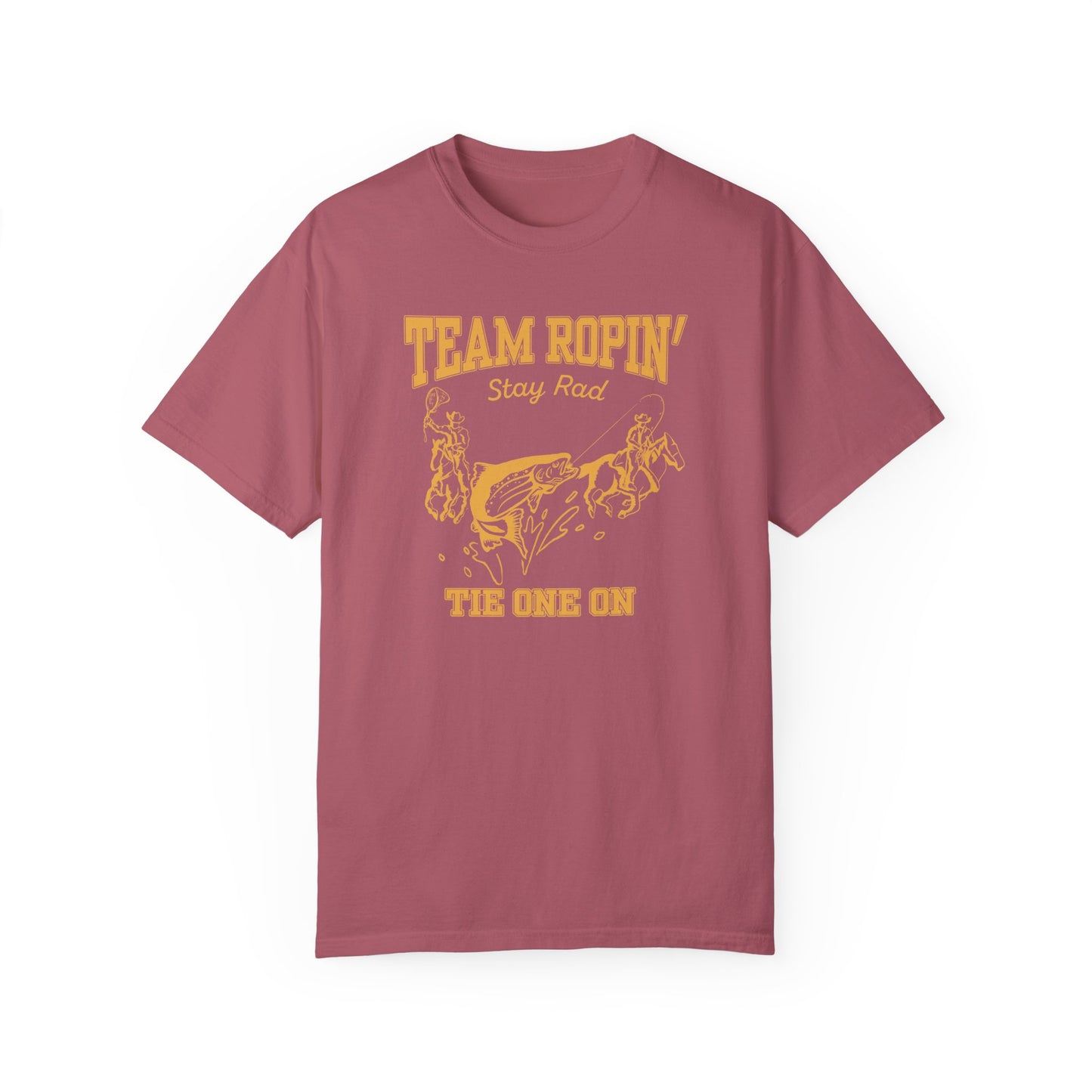 Team Ropin Trout Front | Fly Fishing Cowboys | Comfort Colors Unisex Garment-Dyed T-shirt