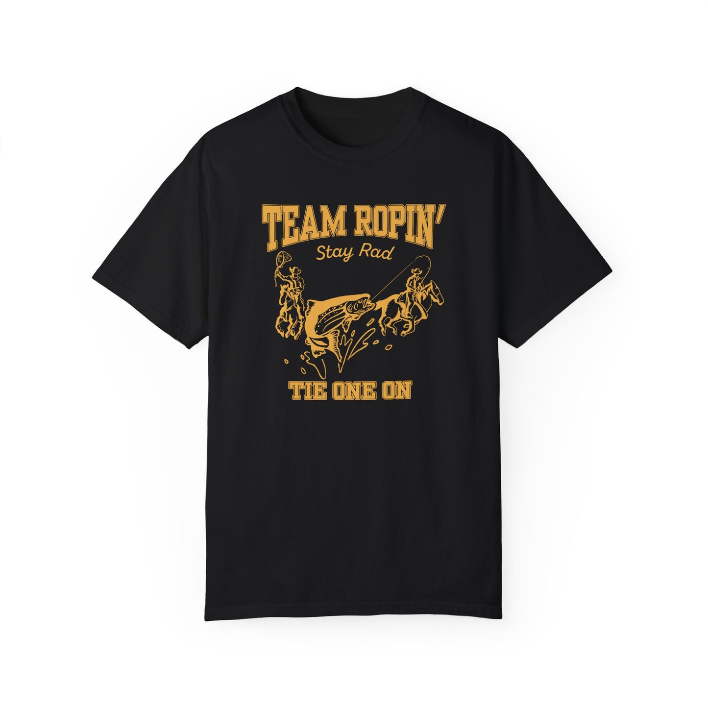 Team Ropin Trout Front | Fly Fishing Cowboys | Comfort Colors Unisex Garment-Dyed T-shirt